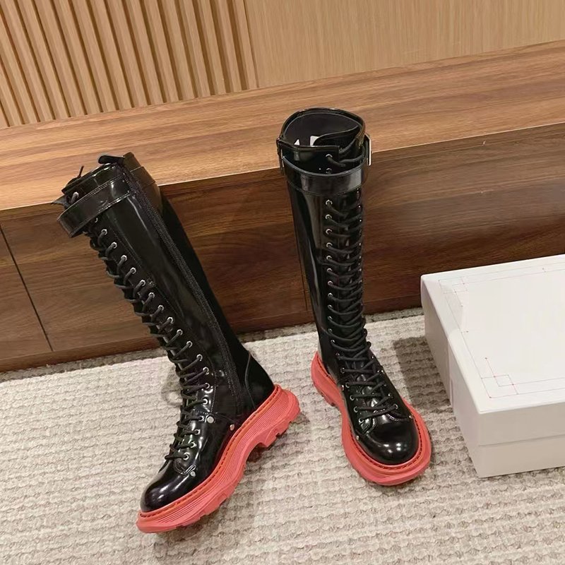 Women's High Quality Winter Casual Genuine Leather Knee-High Boots Ankle Boots with Pointed Toe Hard-Wearing Height Increasing