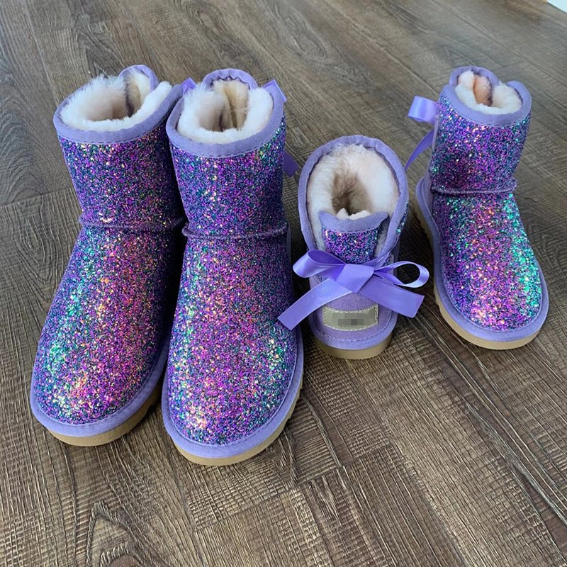 Fashion classic plus size US fashion snow boots ankle bling women sheep flat fur boot wool boots