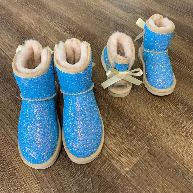 Fashion classic plus size US fashion snow boots ankle bling women sheep flat fur boot wool boots