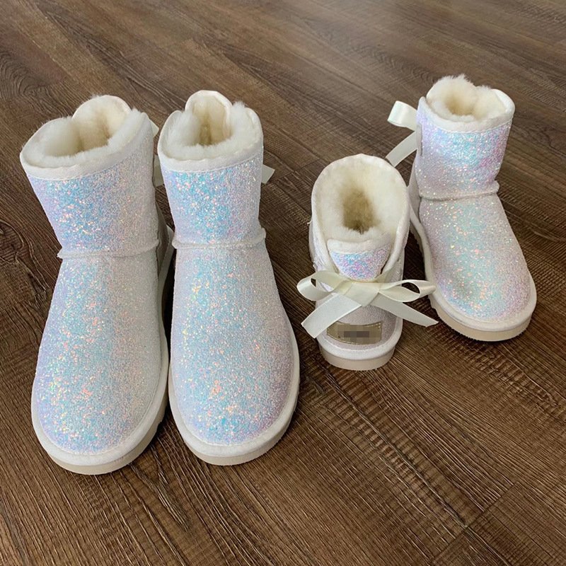 Fashion classic plus size US fashion snow boots ankle bling women sheep flat fur boot wool boots