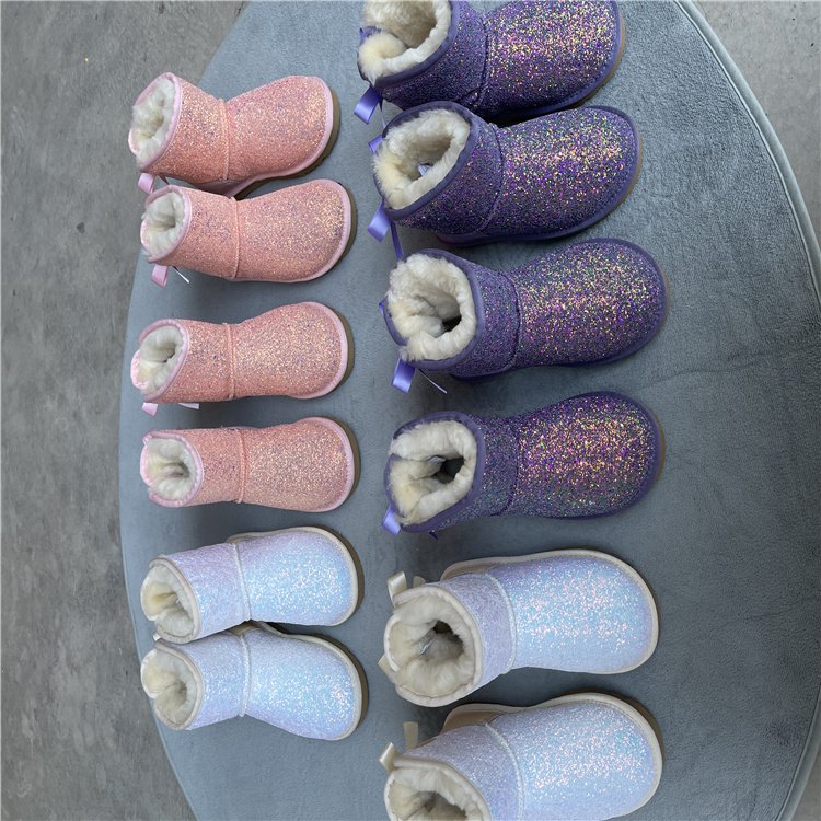 Fashion classic plus size US fashion snow boots ankle bling women sheep flat fur boot wool boots