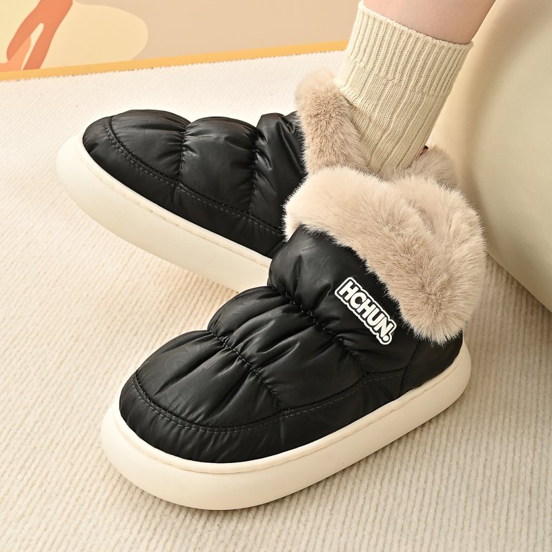 Fuzzy Waterproof shoes Fur Lining Winter Chunky Shoes for Women warm Comfort Cushioned outdoor Thick Sole boots