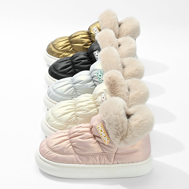 Fuzzy Waterproof shoes Fur Lining Winter Chunky Shoes for Women warm Comfort Cushioned outdoor Thick Sole boots