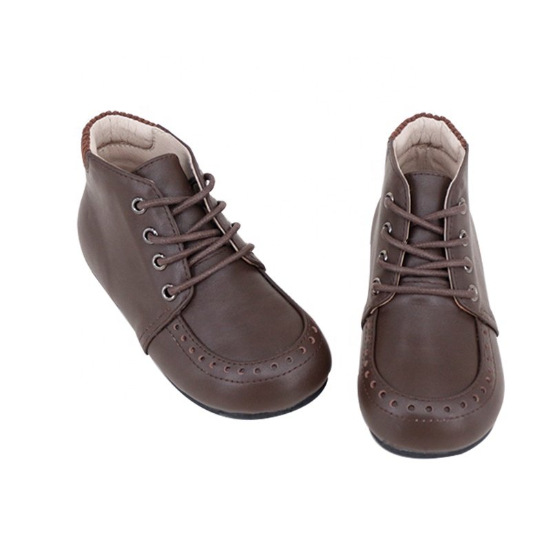 CHOOZII Custom Toddler Chocolate Brown Leather Bootie Winter Casual Baby Boy Boots for Baby Boy Girl