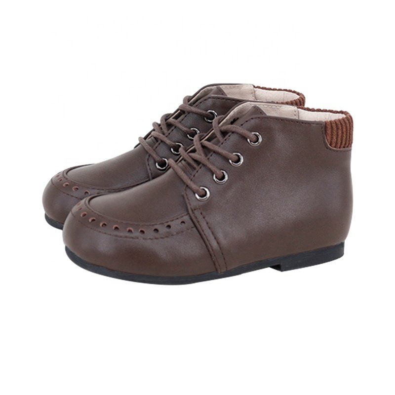 CHOOZII Custom Toddler Chocolate Brown Leather Bootie Winter Casual Baby Boy Boots for Baby Boy Girl