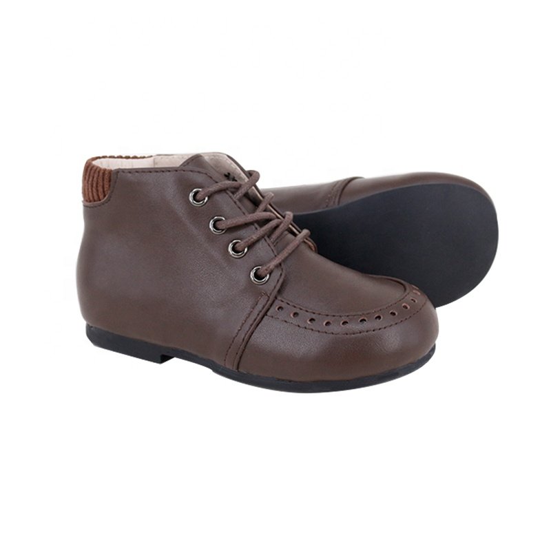 CHOOZII Custom Toddler Chocolate Brown Leather Bootie Winter Casual Baby Boy Boots for Baby Boy Girl