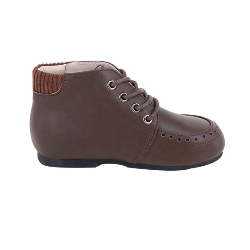 CHOOZII Custom Toddler Chocolate Brown Leather Bootie Winter Casual Baby Boy Boots for Baby Boy Girl