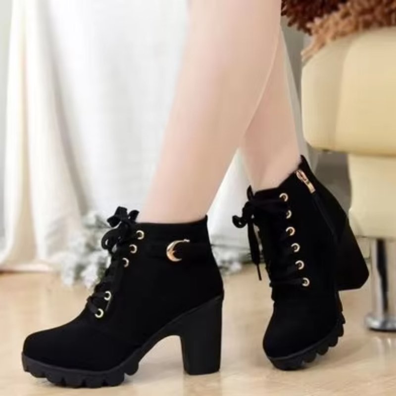 2024 Autumn Women Ankle Lace-up High Heel Booties Ladies Ankle & Boots