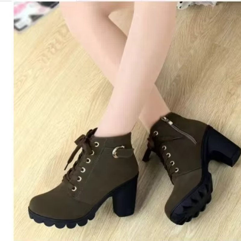 2024 Autumn Women Ankle Lace-up High Heel Booties Ladies Ankle & Boots