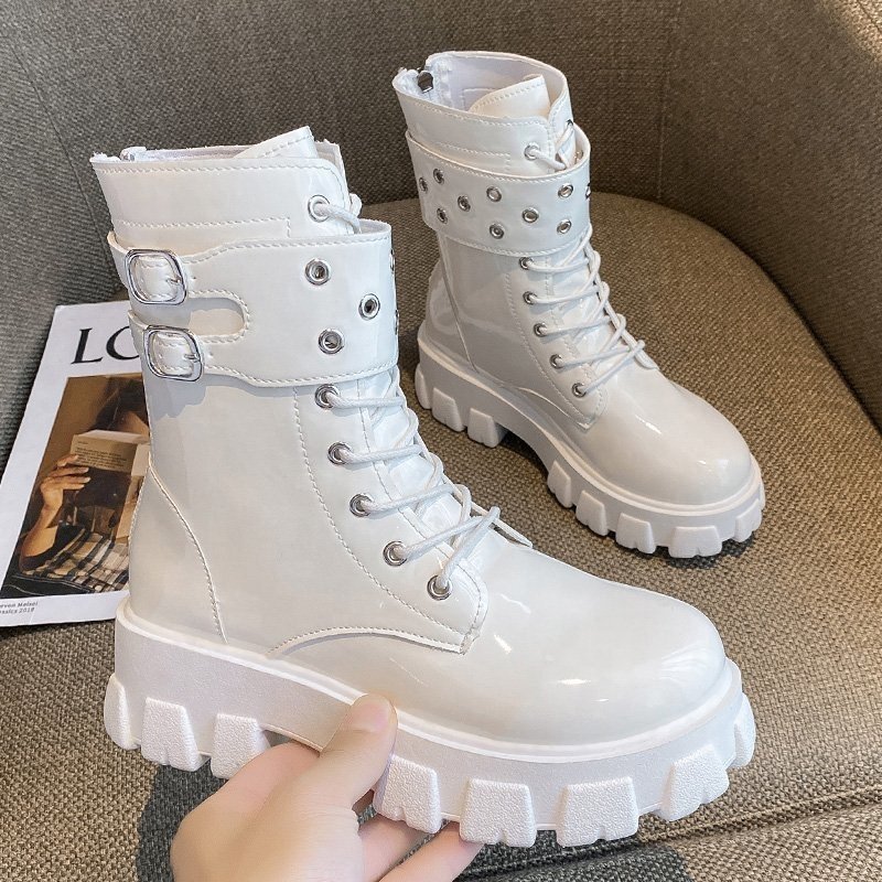 Women's Autumn Boots Platform Boots Shoes Thigh High Boots Belt Buckle Lace Up Punk Ladies Shoes Booties Woman 2021