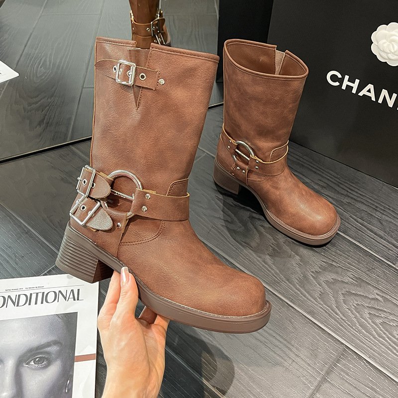 New Western Cowboy Boots for Women Ankle High Cowgirls Low Chunky Heel Pointed Toe Pull-On Fashion Classic boots