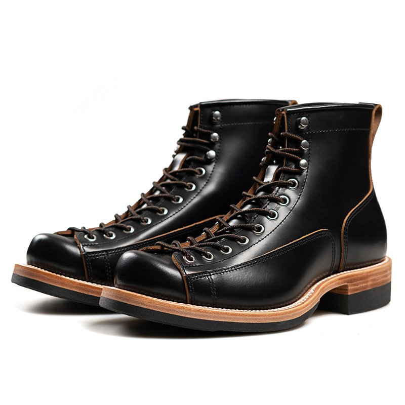 2024 Genuine leather autumn and winter boots Lace-up men's fashion casual bootsGoodyear Stitching Technology Boots