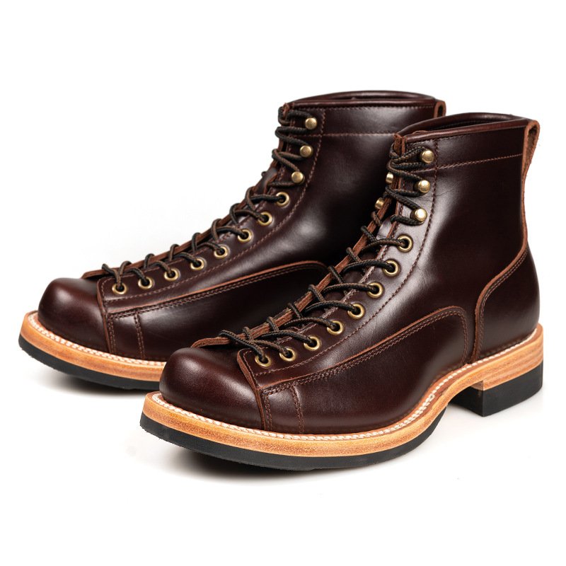 2024 Genuine leather autumn and winter boots Lace-up men's fashion casual bootsGoodyear Stitching Technology Boots