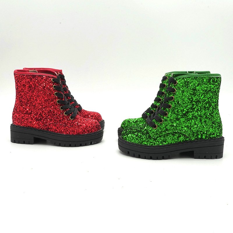 christmas new shiny little girl baby high tube shoes desert Martin boots