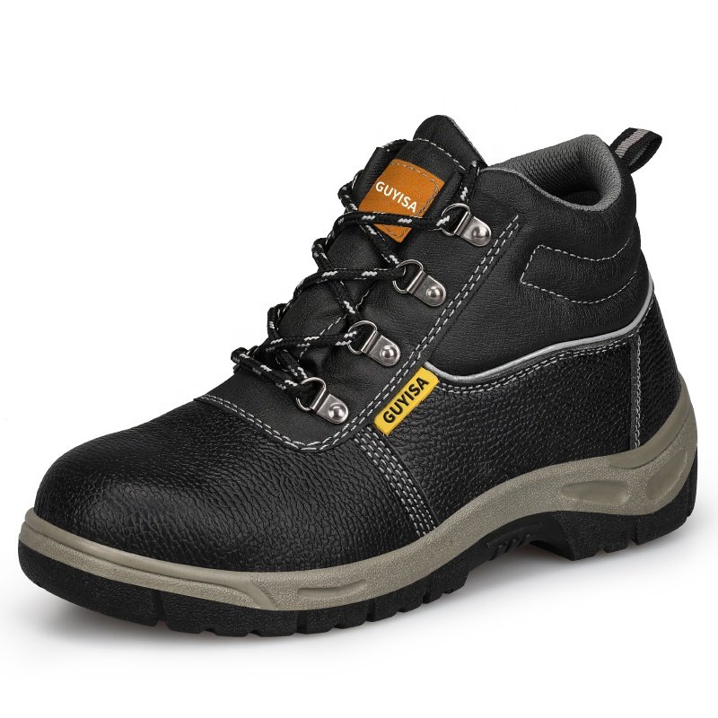 GUYISA Fashion industrial safety boots workshop work waterproof leather wear-resistant iron sole iron toe safety boots