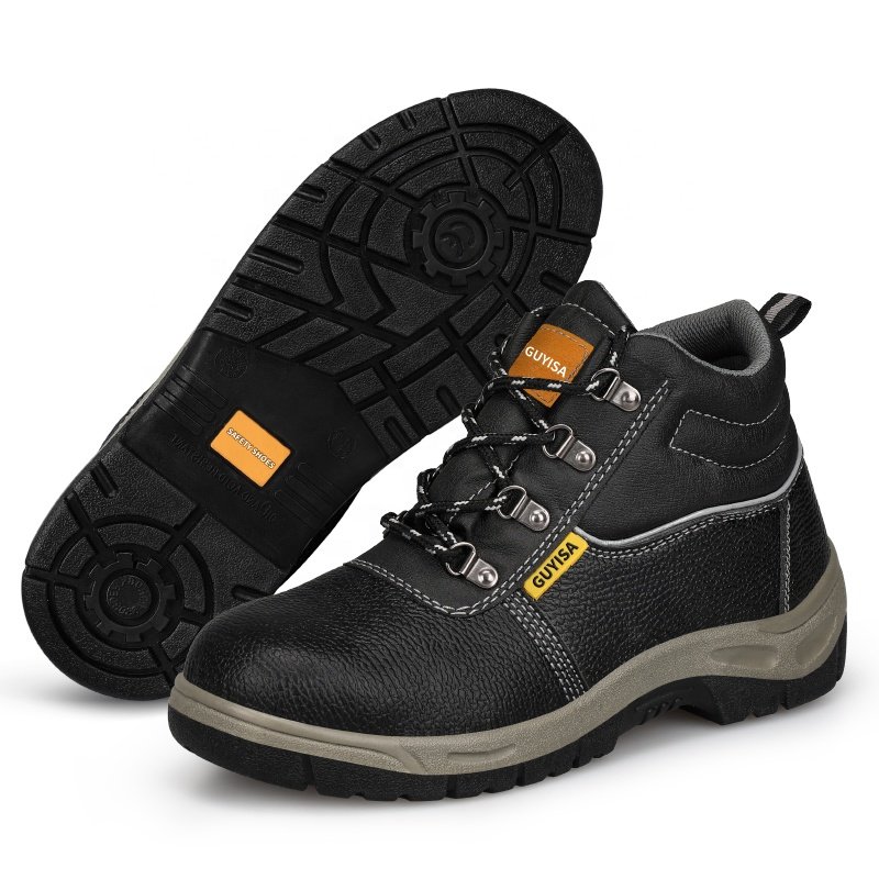 GUYISA Fashion industrial safety boots workshop work waterproof leather wear-resistant iron sole iron toe safety boots