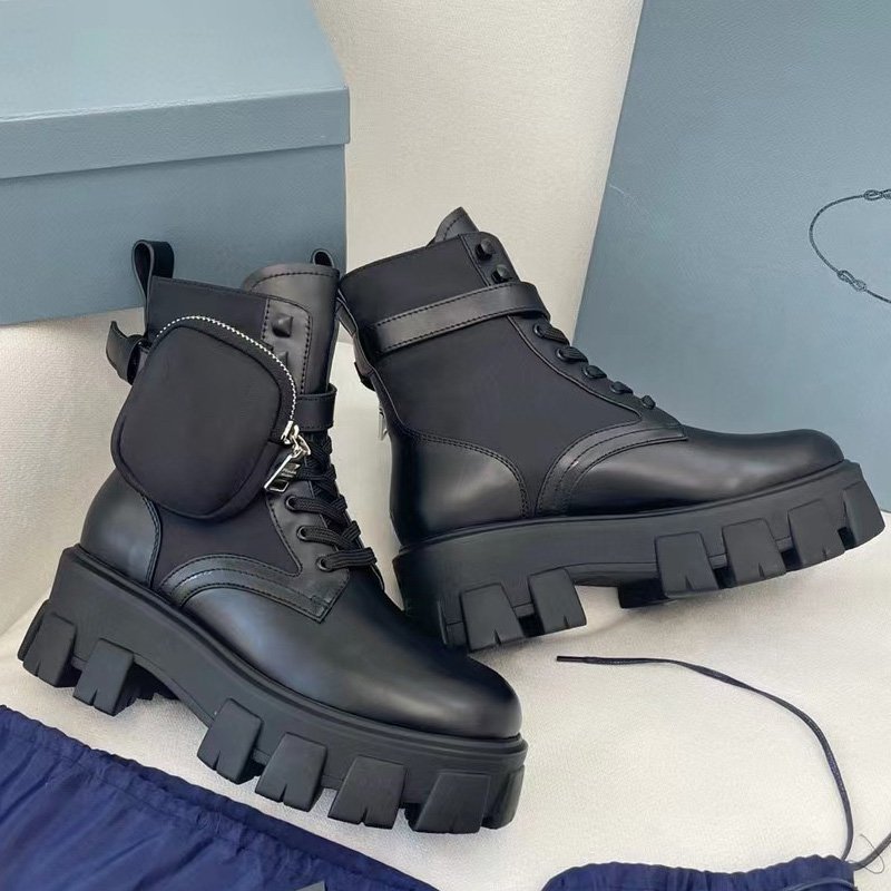 Women Luxury Botas De Mujer Chunky Heel Sexy Black Leather Ankle High Fashion Woman Boots Wholesale Brand Fashion Ladies Shoes