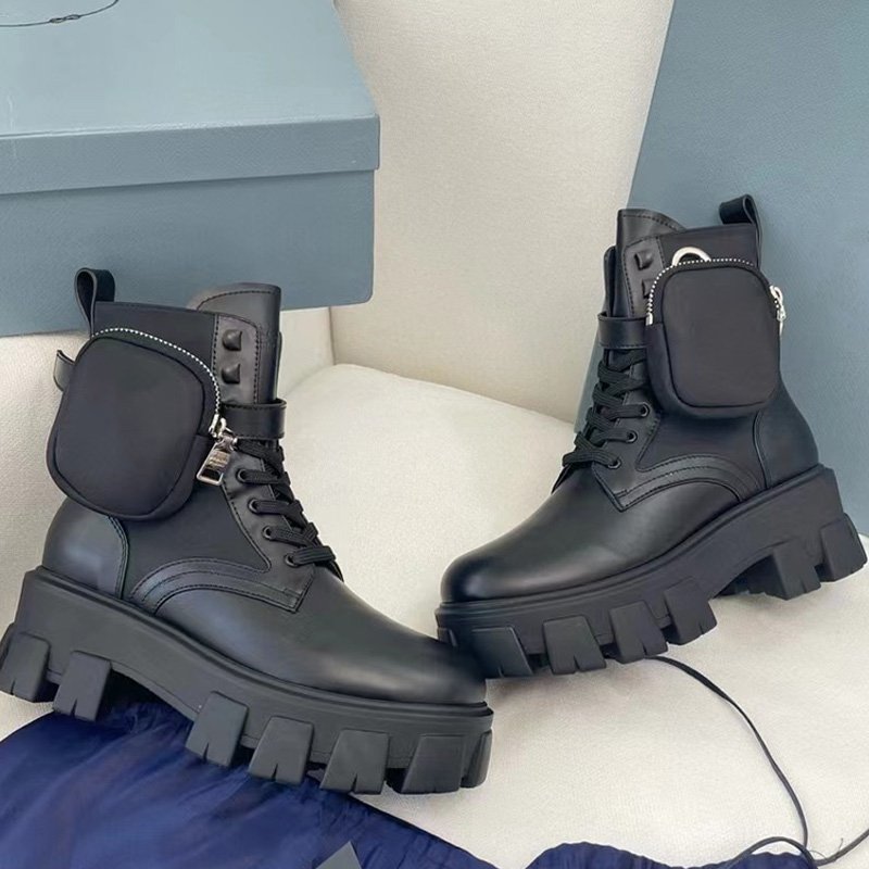 Women Luxury Botas De Mujer Chunky Heel Sexy Black Leather Ankle High Fashion Woman Boots Wholesale Brand Fashion Ladies Shoes