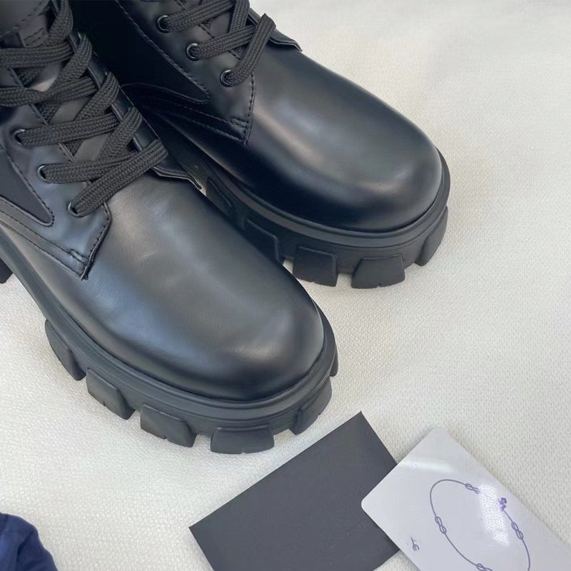 Women Luxury Botas De Mujer Chunky Heel Sexy Black Leather Ankle High Fashion Woman Boots Wholesale Brand Fashion Ladies Shoes