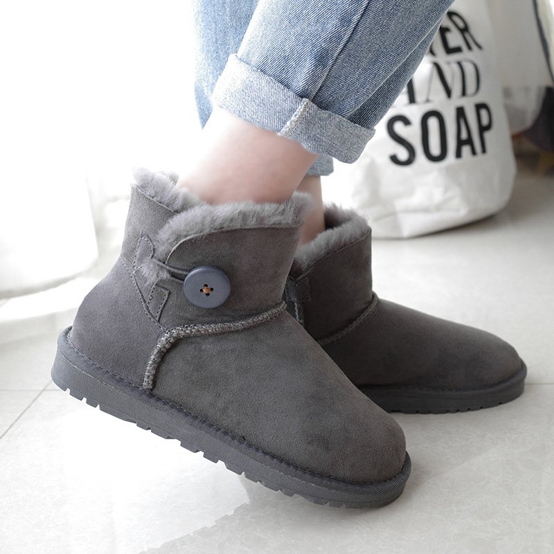 Fashionable Girl Leather Fur Women Ladies Waterproof Australian Sheepskin Snow Boots Real Leather Shoes