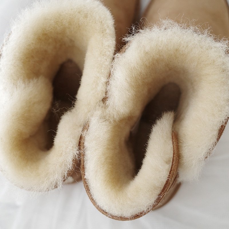 Fashionable Girl Leather Fur Women Ladies Waterproof Australian Sheepskin Snow Boots Real Leather Shoes