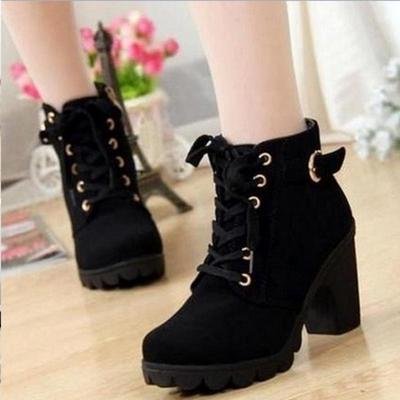 Women Ankle Boots High Heel Leather Boots Women Shoes