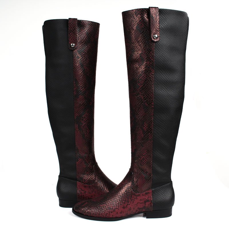Custom Boots Manufacturer Women Luxury Comfy Long Knee High Boots Low Heel Booties Custom Genuine Leather Knee High Boots