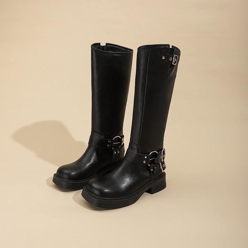 2024 Cowboy Boots for Women Embroidered Cowgirl Boots Knee-High Western Boots with Chunky Heel