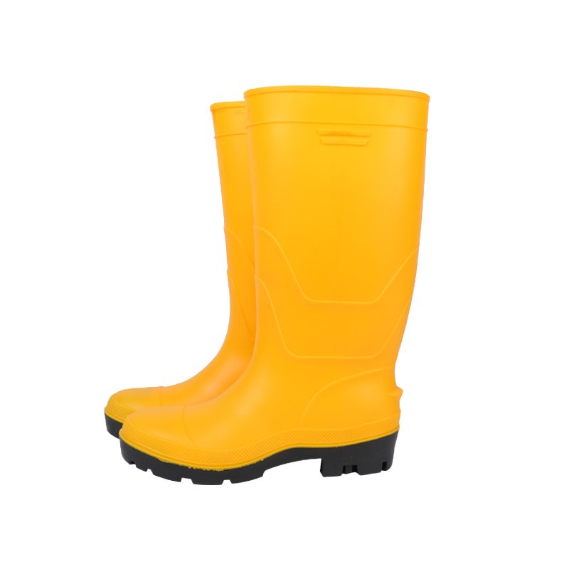 Cheap yellow steel toe rain boots with anti impact and puncture resistance
