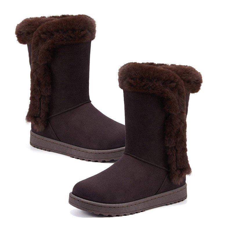 Hot-selling Sheepskin Sheep Fur Ankle Height Warm shoes women's winter wedge suede snow boots for Ladies