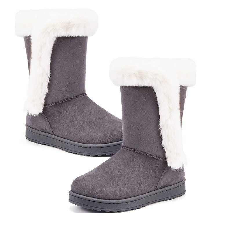 Hot-selling Sheepskin Sheep Fur Ankle Height Warm shoes women's winter wedge suede snow boots for Ladies