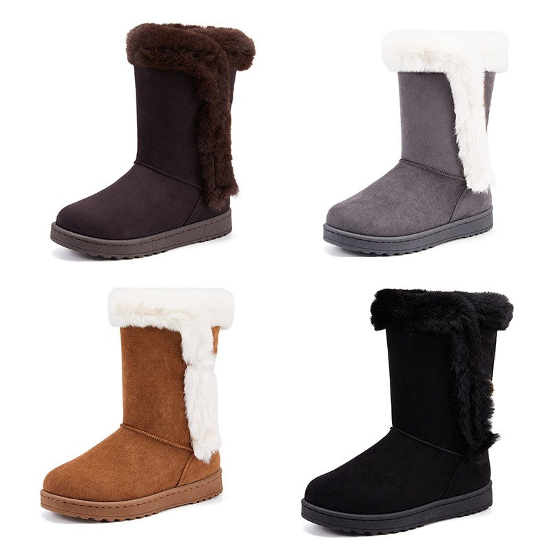 Hot-selling Sheepskin Sheep Fur Ankle Height Warm shoes women's winter wedge suede snow boots for Ladies