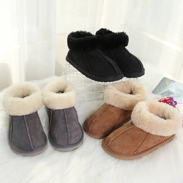 Classic Winter Warm Genuine Leather 100% Australia Sheepskin Fur Ankle Wool Snow Boots for Women