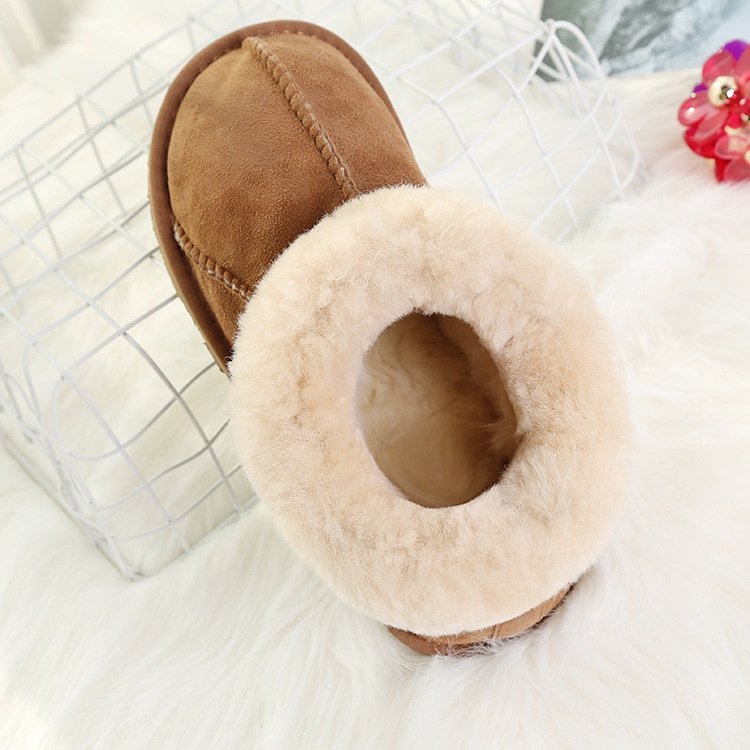 Classic Winter Warm Genuine Leather 100% Australia Sheepskin Fur Ankle Wool Snow Boots for Women