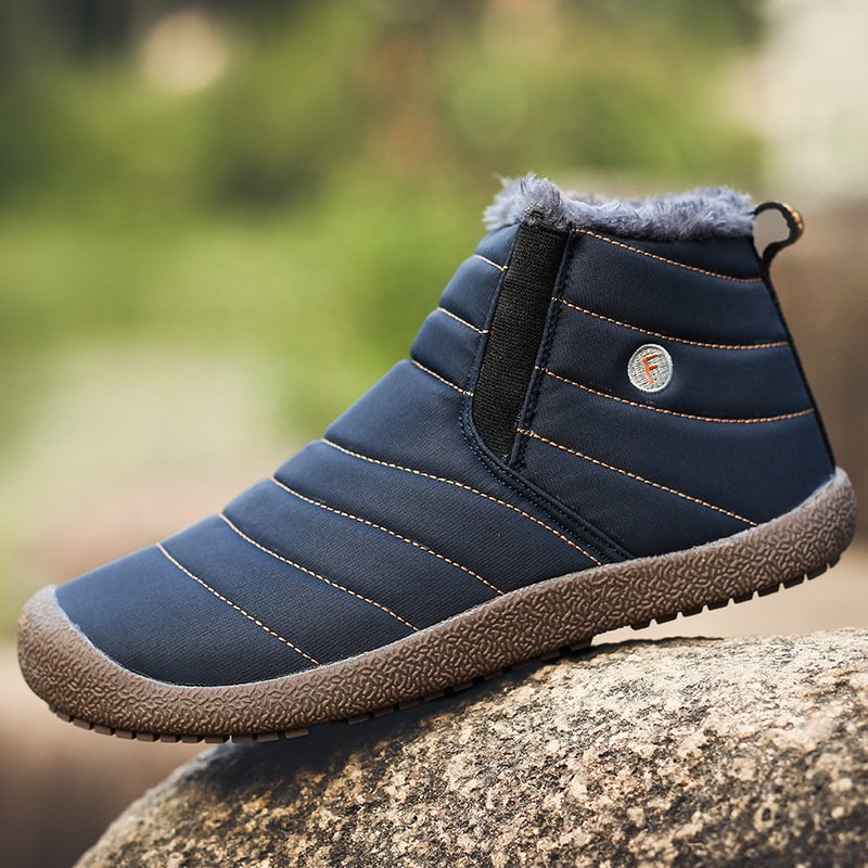 Fashion Fur Lining Anti Slip Rubber Outsole High Quality Men Waterproof Shoes Trainers Loafers Winter Snow Warm Boots