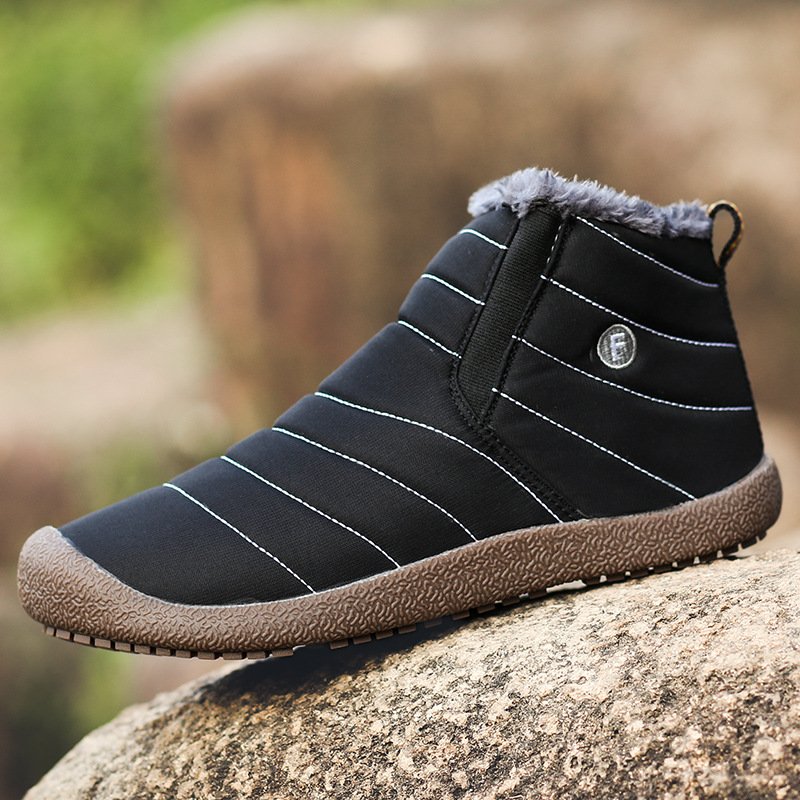 Fashion Fur Lining Anti Slip Rubber Outsole High Quality Men Waterproof Shoes Trainers Loafers Winter Snow Warm Boots