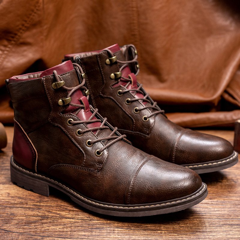 Cross-border large size men's leather boots fashion work boots Martin boots