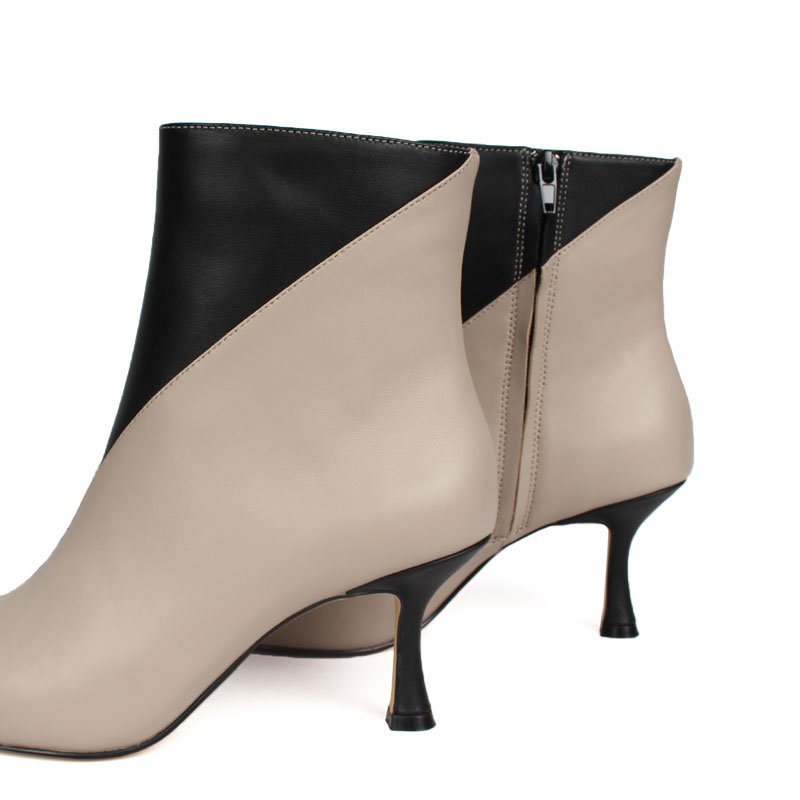 Ladies' Custom Mature Women's Winter Boots Double Stitched Ankle Shoes in Genuine Leather Low Heel with Mix Color Options