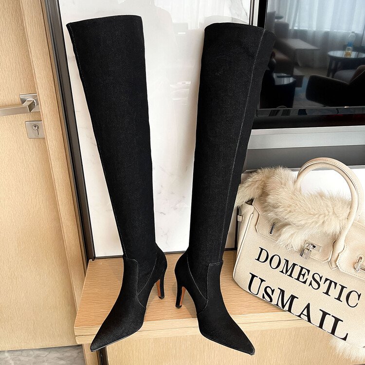 boots for women 2023 autumn winter new shoes sexy pointed toe women thigh high boots elegant thin high heel over the knee boots