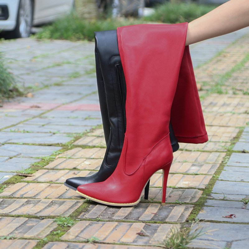 2024 Fashion New Lady Winter Leather Over Knee Solid Stiletto High Heel Long Boots Women Shoes PU Women Boots