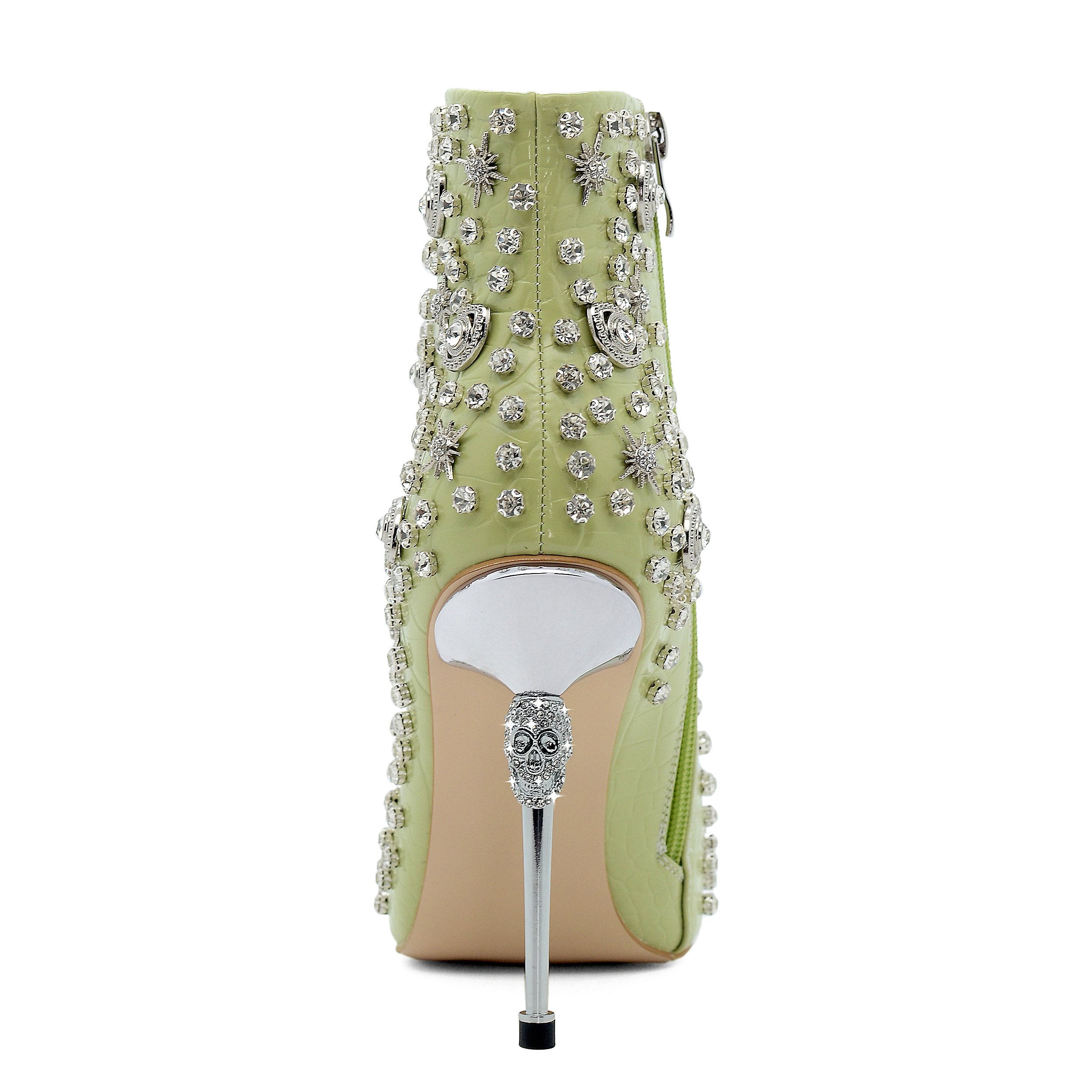 Custom Handmade Luxury boot for women Pointed Toe Ankle Boots Skull Heel Party Dresses High Heels Luxury Rhinestone Boots