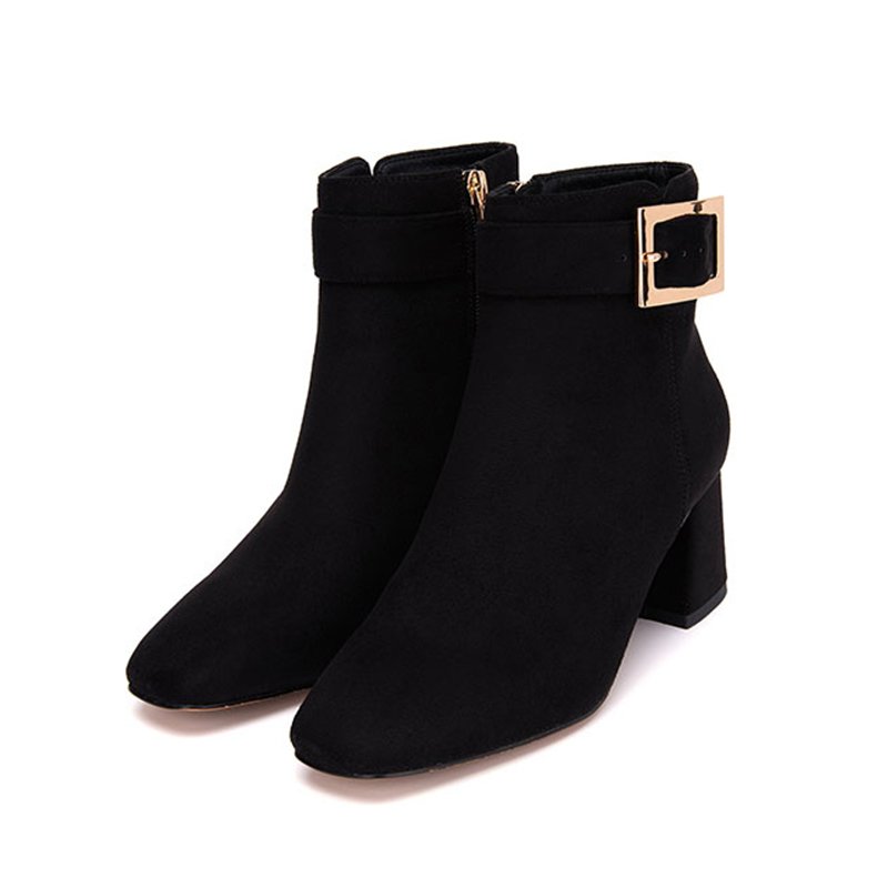 Fashion Designer classics style wholesale custom logo thick high heel suede leather women ankle boots