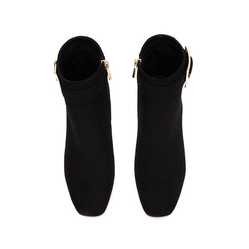 Fashion Designer classics style wholesale custom logo thick high heel suede leather women ankle boots
