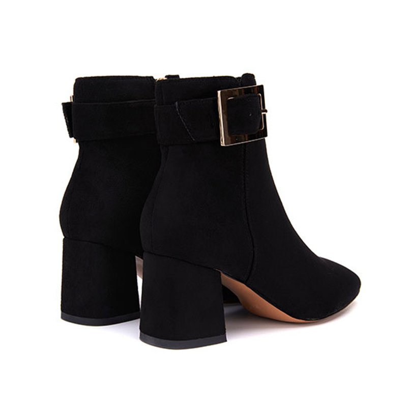 Fashion Designer classics style wholesale custom logo thick high heel suede leather women ankle boots