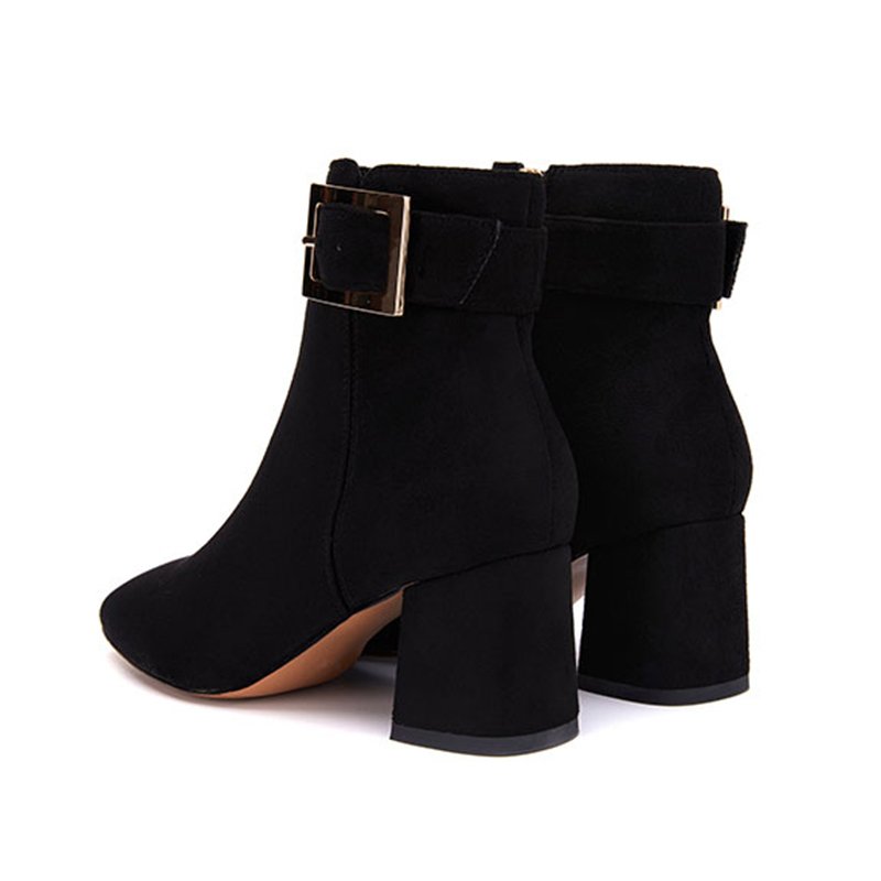 Fashion Designer classics style wholesale custom logo thick high heel suede leather women ankle boots