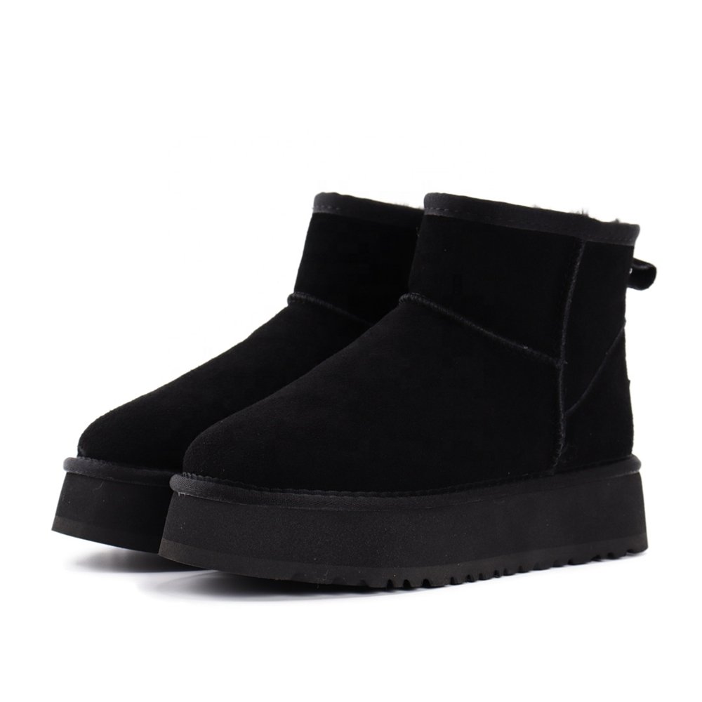 QY112801 2024 Wholesale high quality Ladies, kids, men warm winter ankle snow boots Waterproof warm real cowhide cotton shoes