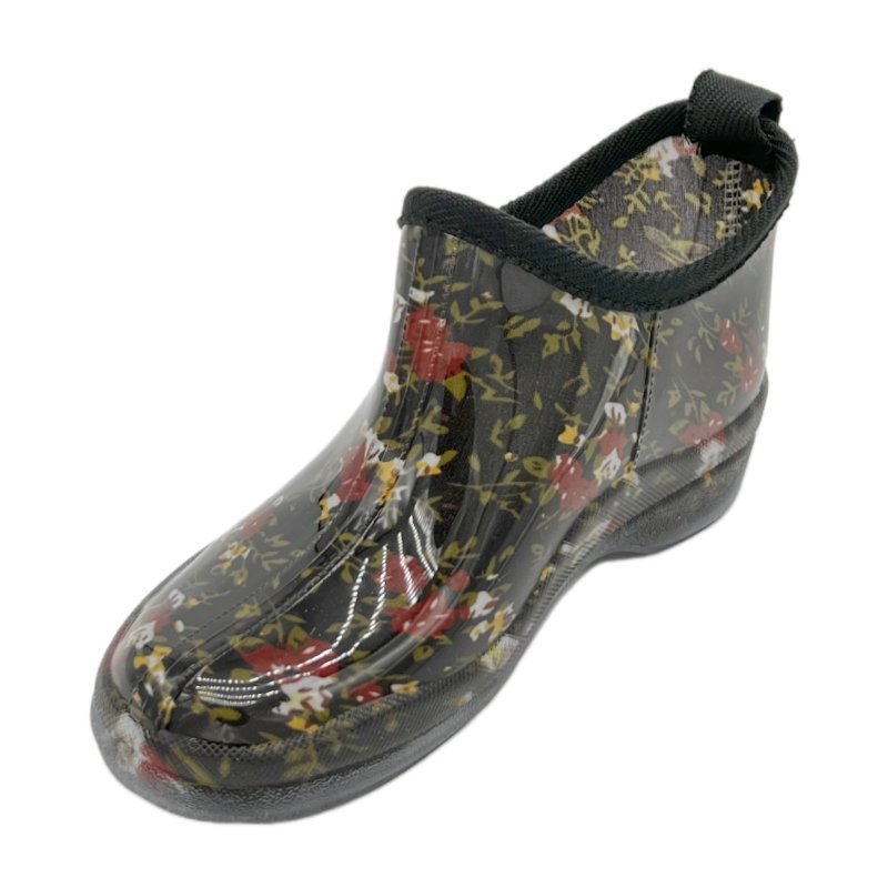 Women Ankle Waterproof PVC Rain Boot Anti-slip Garden Work Boot Firm Upper Rain Shoes Adult Winter Boots for Women Round Mesh