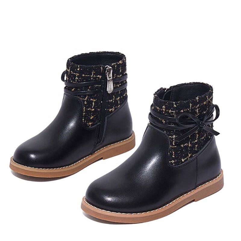 Children's shoes new catwalk little girl short autumn and winter leather boots