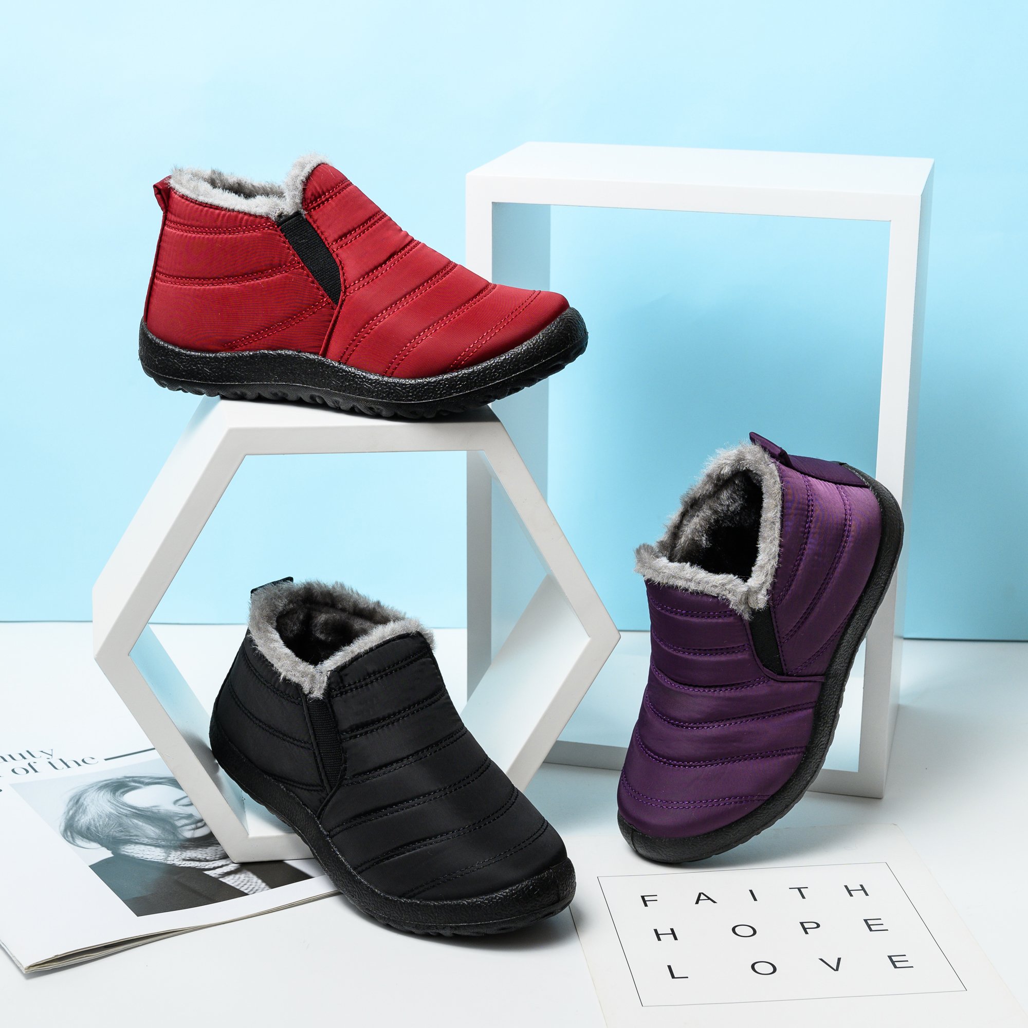 BAIRUILUN Winter Cotton Shoes For Warmth And Splashproof PU Outsole For Anti Slip Short Boots For Women