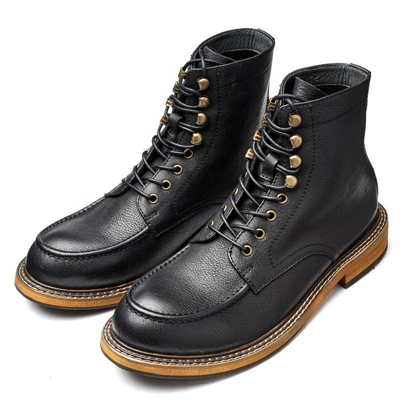 high ankle leather shoes for men first layer cowhide High-top men casual ankle Genuine leather boots